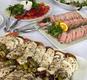 An elegant table filled with food to share