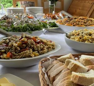 A table filled with sharing food bowls